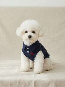 PETSIN One Pet Spring/Summer Solid Color Embroidered Polo Shirt Vest