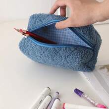 Plush Pencil Case, Minimalist Cute High-Quality Large Capacity Pencil Storage Pouch - Multicolor - View 5