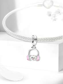 1件时尚粉色双面蝴蝶结山茶花香水瓶吊坠珠，适合女士手链、手镯DIY饰品制作及日常穿搭配饰，适合女孩佩戴