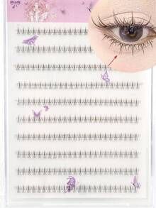 120pcs C-Curl Flaming Shaped Bottom Lashes, Soft & Natural Look False Eyelashes, Glue-Free Design, Cute Cartoon Segmented Fake Lashes, Suitable For Beginners - C - View 5