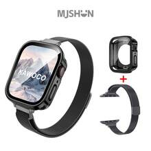Band And Protective Case Combo Set, Compatible With Apple Watch Bands, Stainless Steel Milanese Mesh Band + 2-In-1 Protective Case With Built-In Screen Protector, Fit For Apple Watch 40mm 41mm 38mm 42mm 44mm 45mm 49mm 46mm, Women's Thin Magnetic Mesh Replacement Band - 40mm Case + 38/40/41mm Strap - View 18