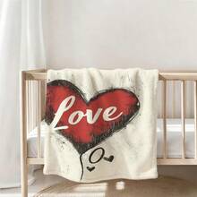 1Pcs Couples Blanket,  Lover Blanket,   Romantic Heart Blanket - Intricate Love Design With Bold Red Heart, Perfect Gift For Valentine's Day And Romance Fans Nap Blanket, Mardi Gras Blanket, Noon Nap Blanket, Siesta Blanket. Lunch Break Blanket, Outdoor Camping Travel Blanket, Durable Fabric, Artistic Design,  Versatile Accessory, Outdoor Enthusiasts, Carnival Gift,Valentine's Day Gift - Multicolor - View 2
