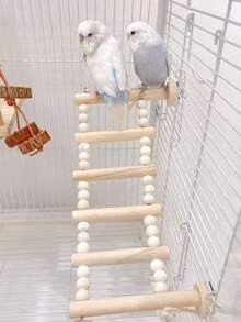 1pc Parrot Rope Climbing Ladder Rotating Perch Wooden Rope Bridge Stand, Educational Bird Supplies, Bird Cage Accessories, Parrot Toy - Rope Ladder - View 7