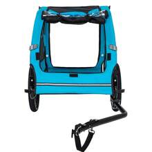 Pet Bike Trailer Dog Cart For Bicycle Suitable For Small And Medium Pets Easy Folding Cart Frame Quick Release Wheel Non-Slip Floor Internal Leash Blue+Grey - Blue+Grey + Steel1 - View 10