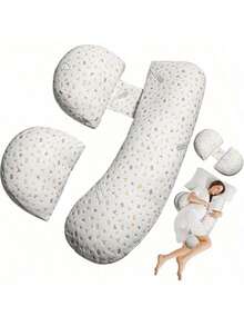 Schwangerschaftskissen - U-förmiges & H-förmiges verstellbares Design, unterstützt Taille, Rücken & Bauch, um Müdigkeit während der Schwangerschaft zu lindern. Postpartale Lenden- & Bauchstützkissen für das Schlafen auf der Seite - Verschiedenfarbig - Übersicht 6