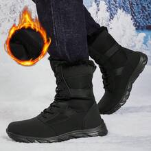 女士时尚雪地靴，保暖加厚冬季鞋，情侣百搭靴，徒步靴 - 黑色 - 查看 5