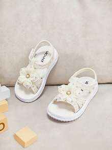 Cute Rhinestone Bow Open Toe Sandals, Breathable Suitable For Girls Beach Vacation - White - View 4