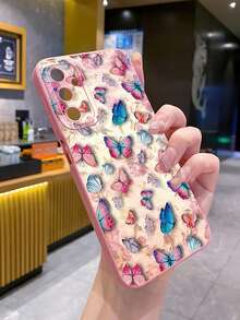 1pc Multi-Butterfly UV Printed Anti-Drop Phone Case Compatible With Samsung/Galaxy/Infinix/Redmi/OPPO/VIVO/Realme Android Models - Pink - View 4