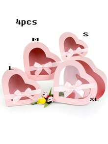 1pc~4pcs Heart-Shaped Bow Gift Box, Transparent PVC Soap Flower Box, Flower Box, With Lid, Ribbon And Clear Box, For Father's Day, Mother's Day, Valentine's Day, Birthday, Couples, Etc., - Multicolor - View 19