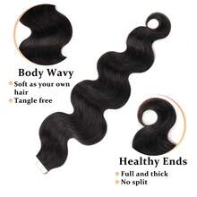 Body Wave Hair Extensions Tape In 20pcs Tape Ins Human Hair Extensions Natural Hair Tape In Soft Skin Wet And Invisible - S1B - View 5