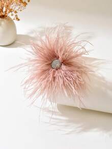 1 chiếc ghim cài áo kiểu Bohemian cổ điển đính pha lê giả và lông vũ, ghim cài/kẹp tóc lông vũ độc đáo, thanh lịch, đa năng, phù hợp cho phụ nữ sử dụng hàng ngày, dự tiệc, liên hoan và mọi dịp. - Hồng - Xem 4