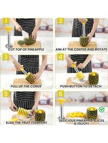 1 dụng cụ gọt và cắt dứa bằng thép không gỉ, dễ vệ sinh, thích hợp sử dụng trong kinh doanh, gia đình, khách sạn, nhà hàng, siêu thị và xe bán đồ ăn (kiểu ngẫu nhiên). (Sản phẩm này được làm bằng thép không gỉ, và trong quá trình vận chuyển, do sự va đập mạnh của người vận chuyển, sản phẩm có thể bị trầy xước nhẹ, nhưng những vết trầy xước này sẽ không ảnh hưởng đến việc sử dụng bình thường!) - Nhiều màu - Xem 11