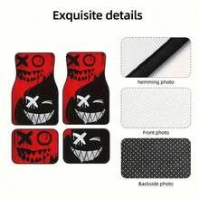 4pcs Halloween Car Floor Mats, Made Of Durable Synthetic Rubber, Fit Most Vehicles, Anti-Slip And Easy To Clean, With Chilling Designs And Details