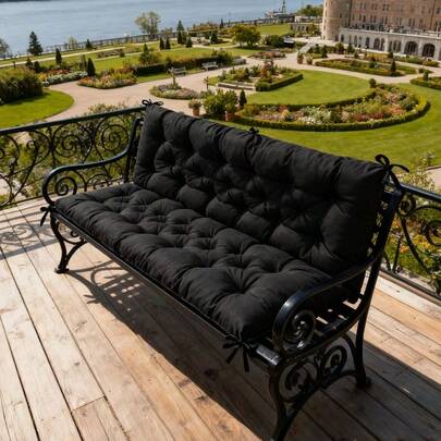 2/3/4 Seater Soft Outdoor Patio Lounger Bench Non-Slip Swing Hammock Pad Garden Bench Cushion With Backrest 120*80*10 Black Only Cushion