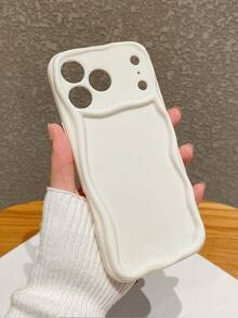 高级波浪纹白色奶油质感手机壳，简约防摔TPU软壳，适用于 - 白色 - 查看 5