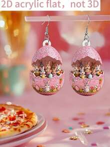 Charmante Acryl-Hasen- und Kranz-Ohrringe - ein passendes Geschenk für Feierlichkeiten an Feiertagen und Osterfeiern - Verschiedenfarbig - Übersicht 6