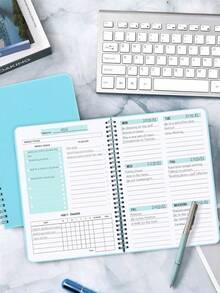 week plan 1本每日计划待办事项笔记本，包含小时日程安排、无日期目标计划表，适用于工作，A5螺旋装订，52张/104页，100克纸张，办公用品，适合女性办公桌、教师节、母亲节等场合。 - 薄荷藍 - 查看 3