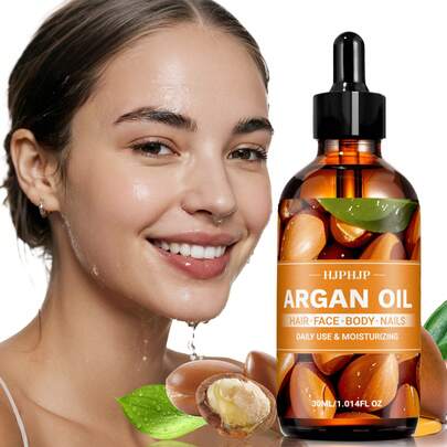 1 pieza de Aceite de Argán, Aceite Marroquí, Aceite para el cabello, Aceite corporal, para todo tipo de piel, para el cuidado del cabello/uñas/piel, hidratación duradera, hidratación profunda, cabello suave, adecuado para el cuidado del cabello después de la permanente y piel seca