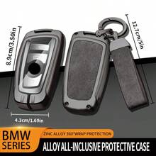 BMW Car Key Fob Cover With Keychain | 1/3/5 Series (F20/F30/G20/F31/F34/F10/G30/F11) X3/F25/X4/I3/M3/M4 Alloy Style Protective Case - Zinc Alloy, With Keychain - Multicolor - View 3