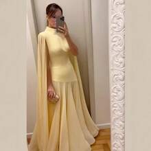 2026 European And American New Style Elegant Dress - Pure Color Net Fabric Patchwork Sleeveless Shawl-Style Dress - Suitable For Cocktail Parties, Formal Events And Fashionally Slimming Evening Gowns - Màu vàng - Xem 4