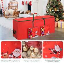 HLJ  Bolsa de almacenamiento para árbol de Navidad tela Oxford impermeable 600D resistente que se adapta a árboles de Navidad de 9 pies contenedor de árboles artificiales a prueba de humedad con asas de87 - Rojo - Ver 6