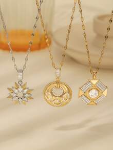 Mặt dây chuyền hình biểu tượng Totem - Trang sức đính đá hình ngôi sao/tròn/bát giác, tô điểm thêm vẻ rực rỡ cho trang phục thường ngày/thường nhật độc đáo. - Vàng - Xem 1