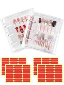 1pc A8 Size Nail Sticker Album, Includes 2 Refill Pages, Double-Sided Thick Adhesive Tape, Nail Polish Color Display & Storage - Multicolor - View 1