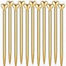 1pc Or 3pcs Gold Heart-Shaped Retractable Metal Ballpoint Pen, Elegant Creative Cute Black Ink Pen, Exquisite Writing Tool Suitable For Weddings, Engagements, Valentine's Day And Other Occasions - A - View 1