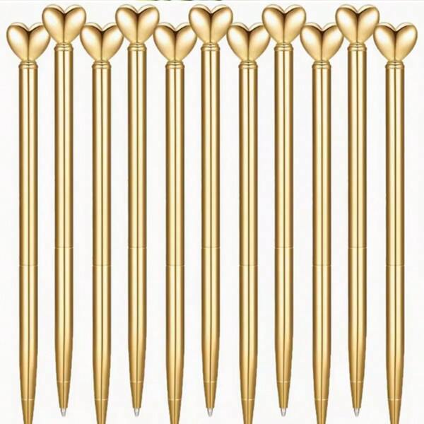 1 o 3 bolígrafos de tinta negra con forma de corazón dorado, retráctiles para firmar, elegantes bolígrafos de metal como regalo, con diseños creativos y lindos. Bolígrafos de punta dorada, útiles escolares, bolígrafos para firmar en bodas. Adecuados para bodas, bautizos, San Valentín, instrumentos de escritura exquisitos.