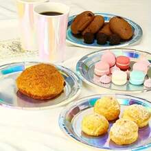 100/50/30/20/10pcs 7inch/9inch Disposable Plates, Thick Paper Plates, Leak-Proof, 3-Second Cleanup, Party/Camping/Household, Reusable, Cake Plates, Birthday Party, Graduation, Christmas, Thanksgiving, Halloween Tableware - Silver - View 9