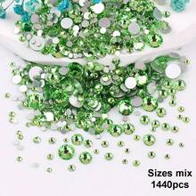 SS6 2MM-SS30 6.4MM, 7 Sizes, Non-Hot Fix, Adhesive Round Flat Bottom Glass Crystal Rhinestones, Multi-Color Crystal Gemstone Jewelry Beads DIY Glass Stone Diamond Design Accessories, Glitter Nail Art Stickers Decoration, Suitable For Phone Cases, Clothes, Bags, Shoes, Crafts - Multicolor - View 79