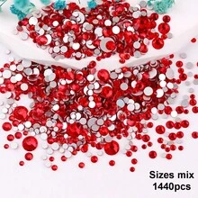 SS6 2MM-SS30 6.4MM, 7 Sizes, Non-Hot Fix, Adhesive Round Flat Bottom Glass Crystal Rhinestones, Multi-Color Crystal Gemstone Jewelry Beads DIY Glass Stone Diamond Design Accessories, Glitter Nail Art Stickers Decoration, Suitable For Phone Cases, Clothes, Bags, Shoes, Crafts - Multicolor - View 81