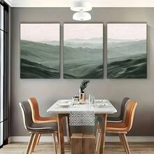 3pcs/Set Wall Decoration Kit, Frameless Canvas Art Prints, Abstract Art Posters, Green Mountain Landscape Art, Suitable For Home Decoration, Room Decoration, Bedroom Decoration, Living Room Decoration, Bar Decoration, Wall Decoration, Club Decoration, Cafe Decoration, Restaurant Decoration, Framed Wall Art (Optional). - Multicolor - View 7