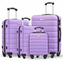 4 Piece Luggage Set 16/20/24/28 Inch Hardside Lightweight Suitcase With Spinner Wheels (Purple) - 紫色 - 查看 12