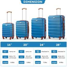 4 Piece Luggage Set 16/20/24/28 Inch Hardside Lightweight Suitcase With Spinner Wheels (Purple) - Màu da nâu xanh da trời - Xem 2