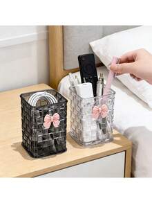 Transparent Acrylic Desktop Pen Holder, Makeup Brush Storage Cup With Bow Tie, Student Teacher's Day Gift Office Desktop Organizer - Multicolor - View 7