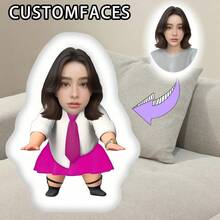 A Personalized Custom Pillow, A Customized Photo Pillow As A Gift, And A Couple Pillow With The Groom's Image Printed On It. - Red Skirt - View 2