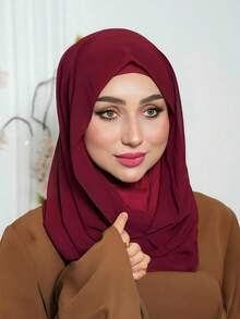 1件装女士纯色拉法帽滑雪面罩颈部保暖弹性头带头巾，透气舒适弹力宽边吸汗防滑多功能运动头饰，简约时尚围巾，带帽雪纺头巾组合 - 多色 - 查看 6