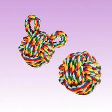2pcs Dog Rope Balls, Pet Chew Toys, Knotted Braided Rope, Dogs & Cats Bite Small Balls, Teeth Grinding, Tug Of War And Boredom Relief - Color - View 2