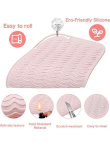 Heysam 耐热硅胶垫及美发造型工具旅行垫套，适用于卷发棒、直发器、平板夹，专业耐热/防滑台面垫 - 彩色 - 查看 4