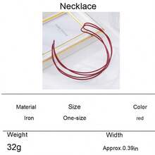 Minimalist Niche Geometric Hollow Criss-Cross Choker Necklace, Fashionable High-End Jewelry Gift For Women - Red - View 7