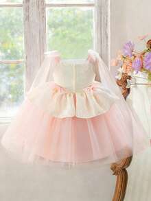 Đầm công chúa bồng bềnh, không tay, chất liệu voan jacquard phối lưới, kiểu dáng thanh lịch cho bé gái dự tiệc cưới, thích hợp cho sinh nhật, tiệc tối, dạ hội, trình diễn thời trang. Không bao gồm băng đô cài tóc. - Bụi hồng - Xem 4