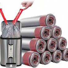 One Box Contains 100 Drawstring Garbage Bags, Black, Unscented, Multi-Purpose Garbage Bags Suitable For Commercial, Household, And Kitchen Use. - màu đen - Xem 4