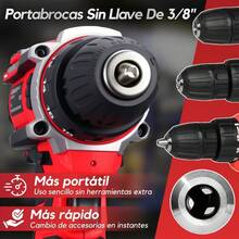 3/8'' Kit Taladro Atornillador De Impacto Inalámbrico 2 Batería - Rojo - Ver 5