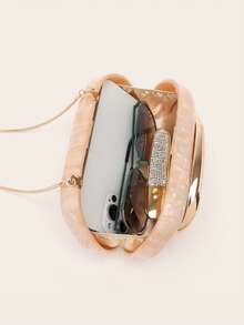 Gets Apricot Acrylic Clutch Purse For Women Marbling Evening Wedding Handbags Acrylic Shell Box Purses For Party Prom Cocktail - 杏色 - 查看 3