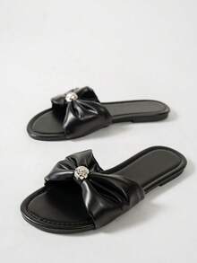 Women's Flat Sandals, Floral Pattern, Versatile Black, Casual Open Toe, 2025 Summer New Casual Beach Shoes, Outdoor Plastic Slippers - Black - View 5