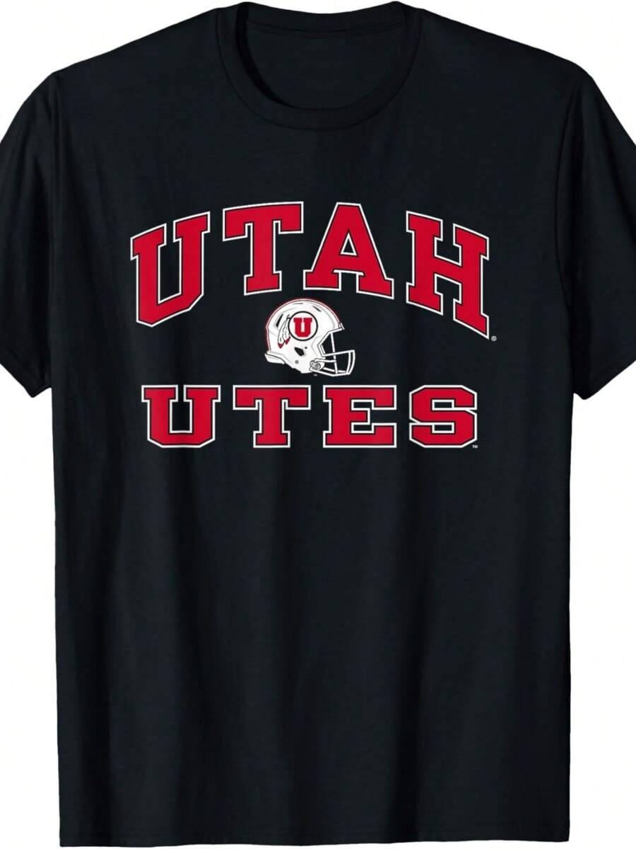 Utah Utes Football Helmet Officially Licensed T-Shirt - màu đen - Xem 1