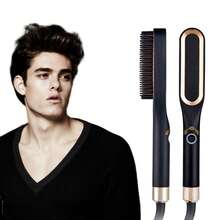 Peine Eléctrico para Hombres, Peine alisador de pelo eléctrico para hombre, Plancha de Pelo con Cepillo Caliente, Peine alisador de cabello portátil, Para alisar y peinar barba y cabello(Negro) - Peine para barba - Ver 1