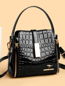 2026 NEW Women Tote Bag Luxury Designer Handbag Crocodile Pattern Leather Shoulder Bag High Quality Crossbody Bags - Black - View 2