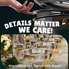 Stainless Steel Round Buffet Warming Tray Set, For Cooking Use Only - Gold - View 7